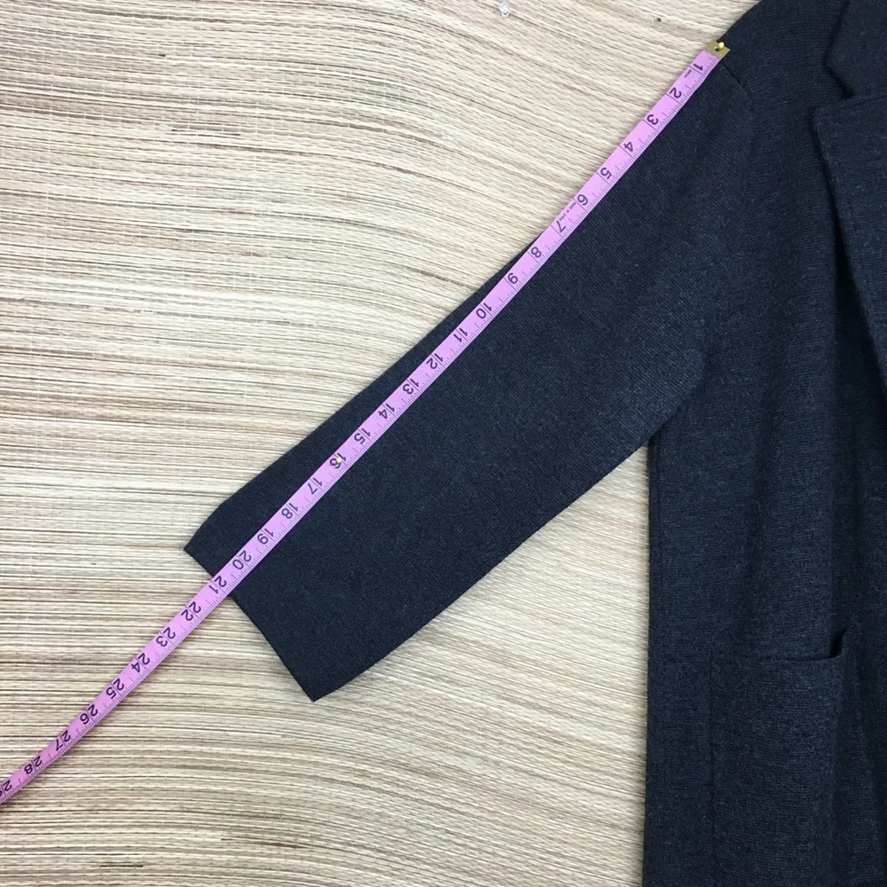 J.CREW Open-Front Merino Wool Blazer Sweater Jacket In Charcoal Size L - Picture 8 of 12